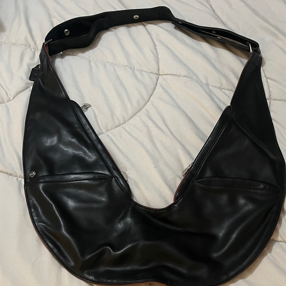 Brown Faux Leather Hobo Bag